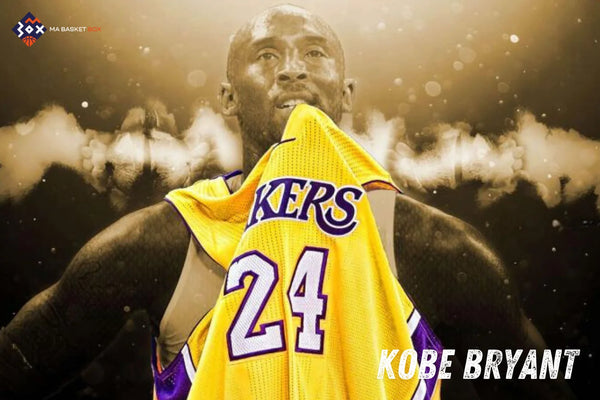 Photo de la légende kobe Bryant qui mort le maillot montrant de la motivation