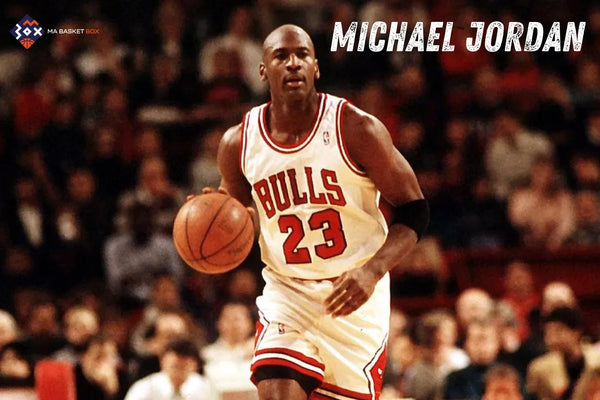 photo de Michael Jordan en action avec le maillot des Chicago Bulls